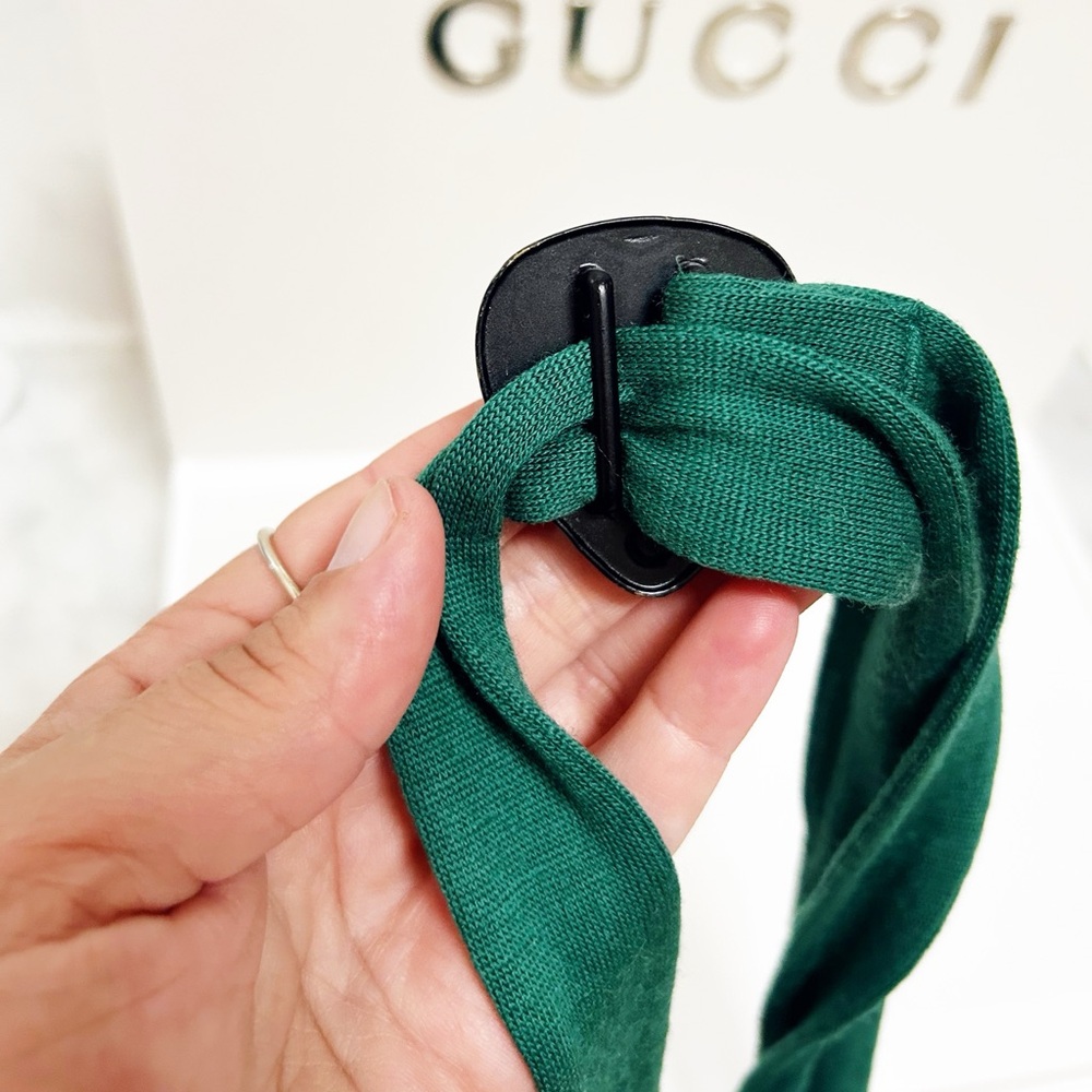 Authentic Gucci Rare Hysteria Black Heart & Teal Wool Adjustable Belt - Picture 9 of 15